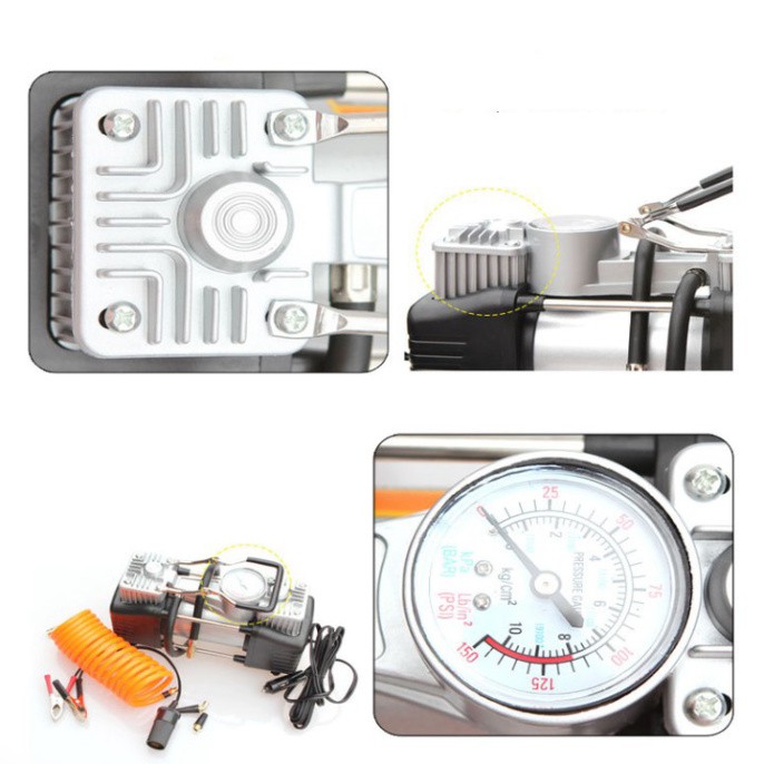 Sản Phẩm Bộ máy bơm lốp ô tô kèm phụ kiệm ứng cứu, sửa chữa HD-506 (bảo hành 12 tháng) .