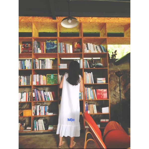 Đầm Linen dáng suông cổ tròn dát nách chân bèo đủ sz từ S đến XL