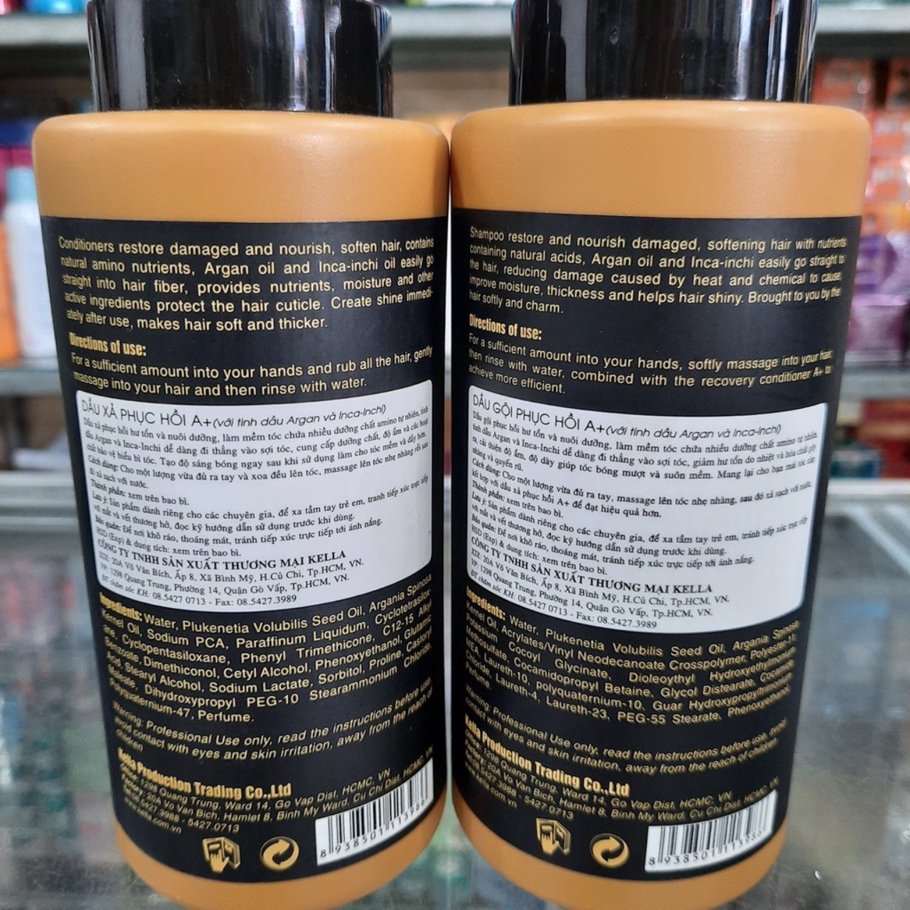 Bộ Gội xả cặp kella A+ vàng premium no sunfat   phục hồi tóc nát ,tái tạo biểu bì tóc, giúp tóc chắc khỏe