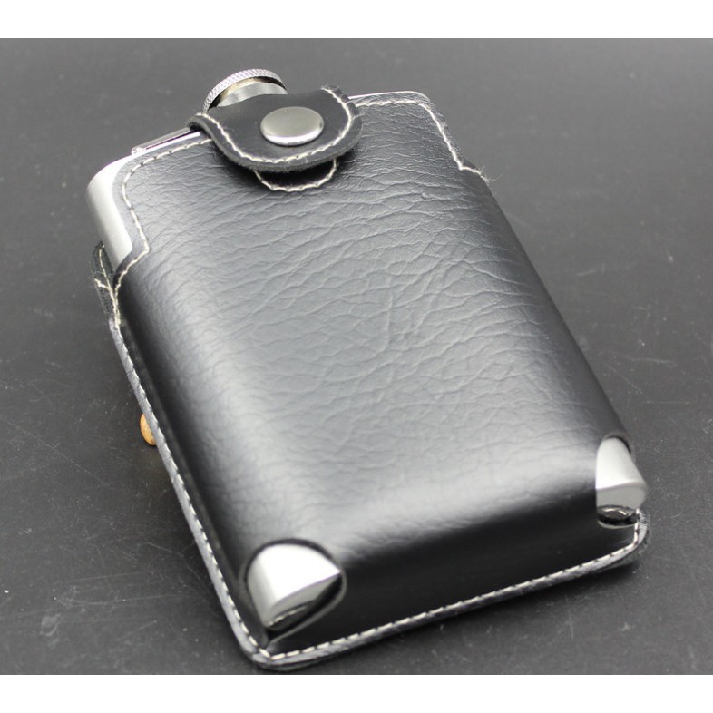 Bình inox đựng rươu Hip Flask 250ml kèm bao da