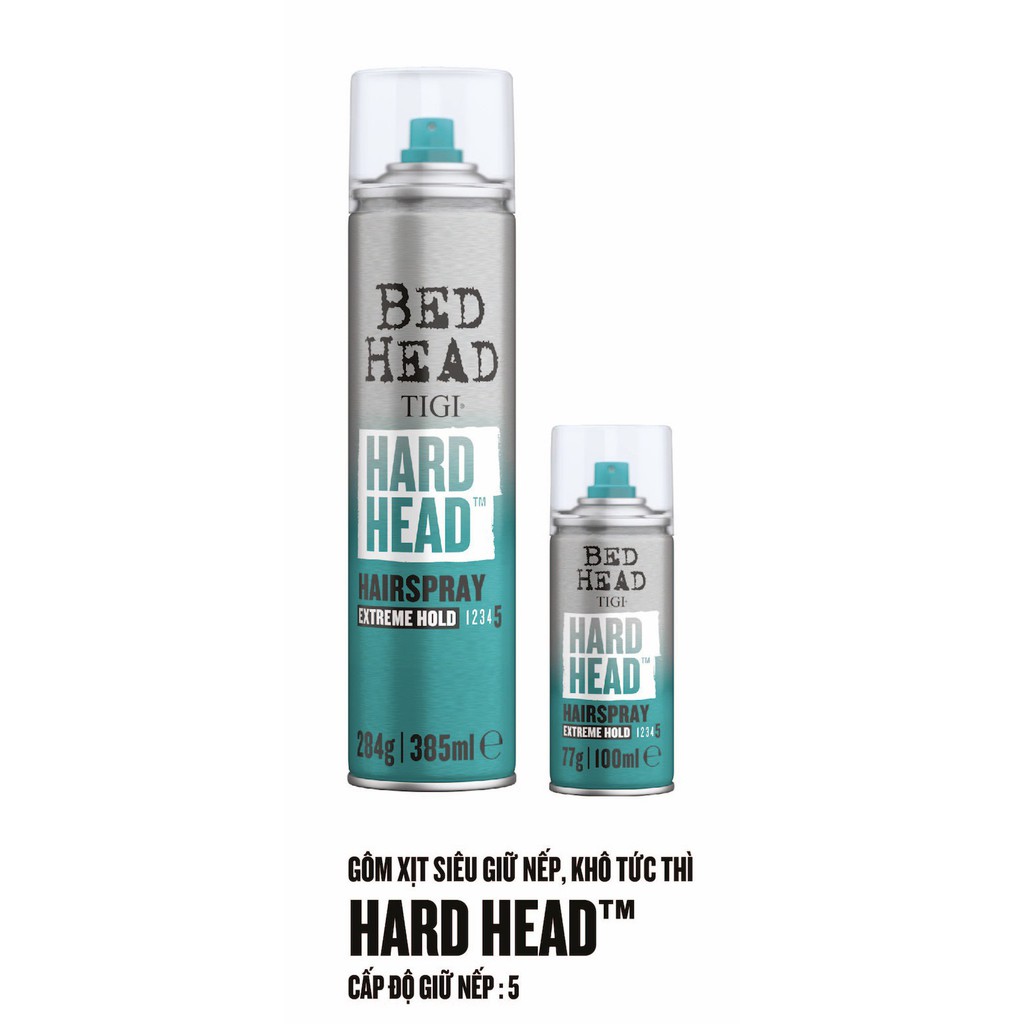 Gôm xịt giữ nếp siêu cứng - TIGI HARD HEAD 385ml