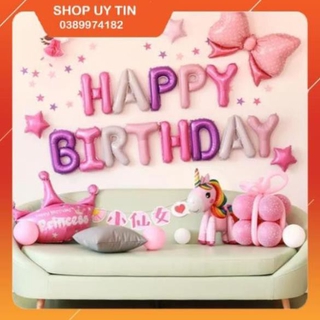 Trang trí sinh nhật ❤️BốngBalloonshop❤️ Set bóng bay trang trí sinh nhật kỳ lân 3D hồng cho bé gái BG1 - ĐỒ CHƠI CHO BÉ