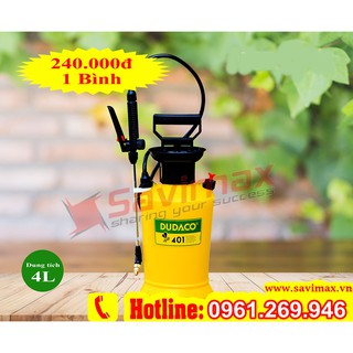 Bình xịt 4 lít xách tay phun khử trùng, tưới cây Dudaco 401