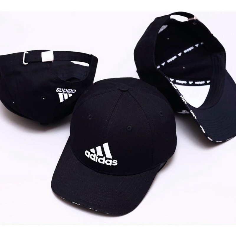 Mũ nón lưỡi trai Adidas chất vải cotton Hàn Quốc cao cấp, nón kết Unissex màu đen trắng logo thêu nổi 3D