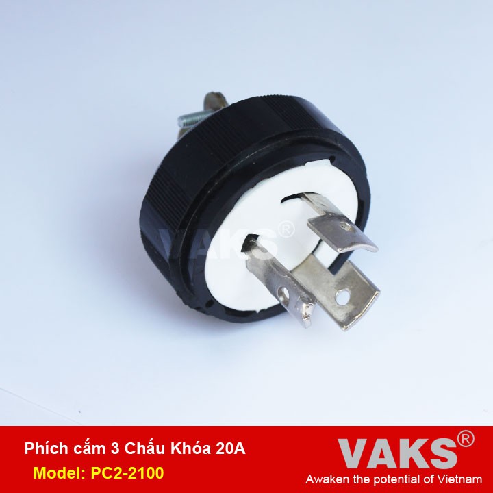 Phích cắm điện locking 1 pha 3 chấu khóa 20A - PC2-2100 - dùng trong ngành may