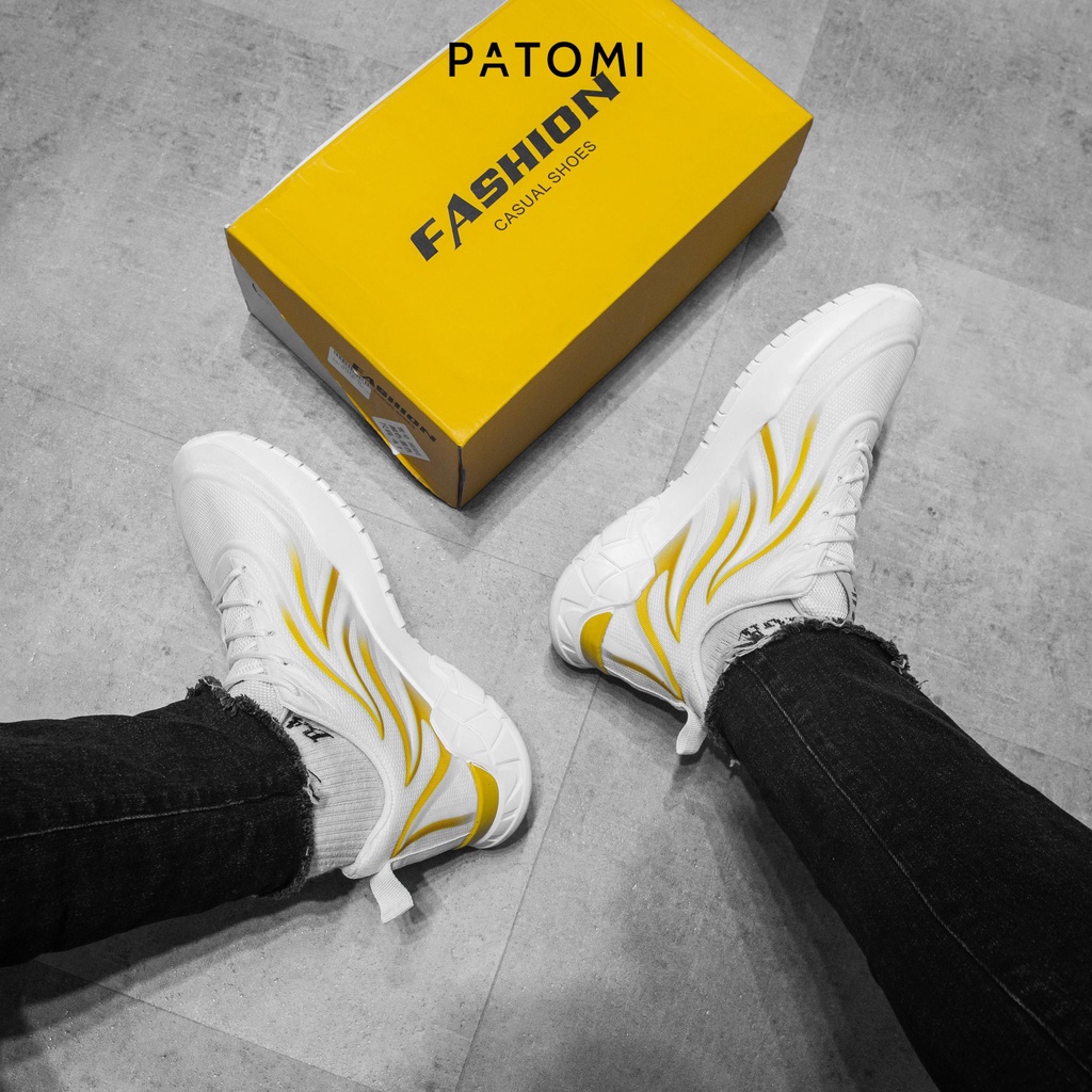 Giày thể thao nam cổ thấp chính hãng PATOMI, giày sneaker nam trắng lửa vàng phong cách ulzzang Hàn quốc-G226 | BigBuy360 - bigbuy360.vn