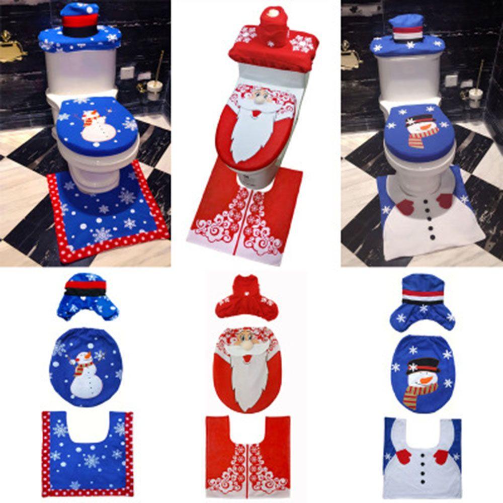 DIACHAVN Bộ 3 Vỏ Bọc Bệ Ngồi Toilet Hình Ông Già Noel