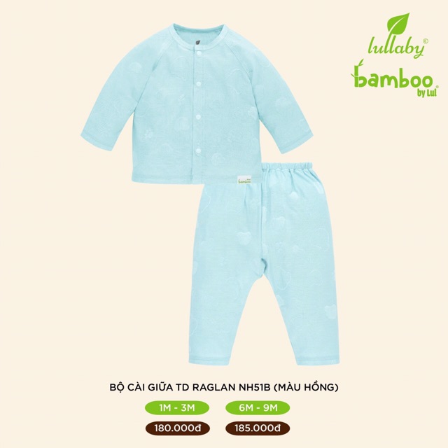 [LULLABY SALE] Bộ dài tay sợi tre Bamboo cài giữa sơ sinh bé trai bé gái