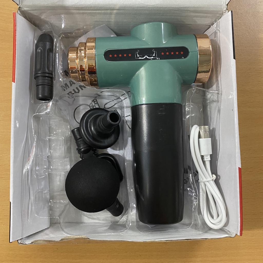 Máy Massage Gun Mini cầm tay 4 đầu tiện lợi