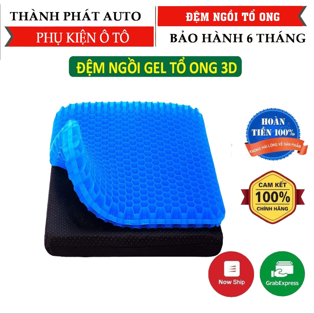 Đệm Ngồi 3D 2 Lớp Thoáng Khí - Đệm Gel Tổ Ong Đàn Hồi Lót Ghế - Chống Đau Mỏi Lưng Tạo Cảm Giác Thoải Mái