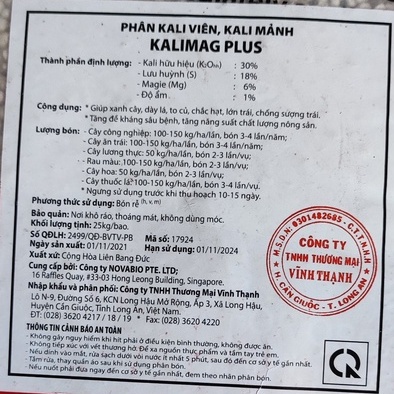 Phân bón Kali Viên - nhập khẩu CHLB Đức (1kg), Phân Kali Trắng