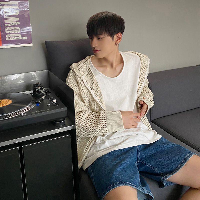 Áo Khoác Len Cardigan Cao Cấp Có Nón Trùm Đầu Phối Khóa Kéo Kiểu Retro Mỹ Cho Nam Nữ