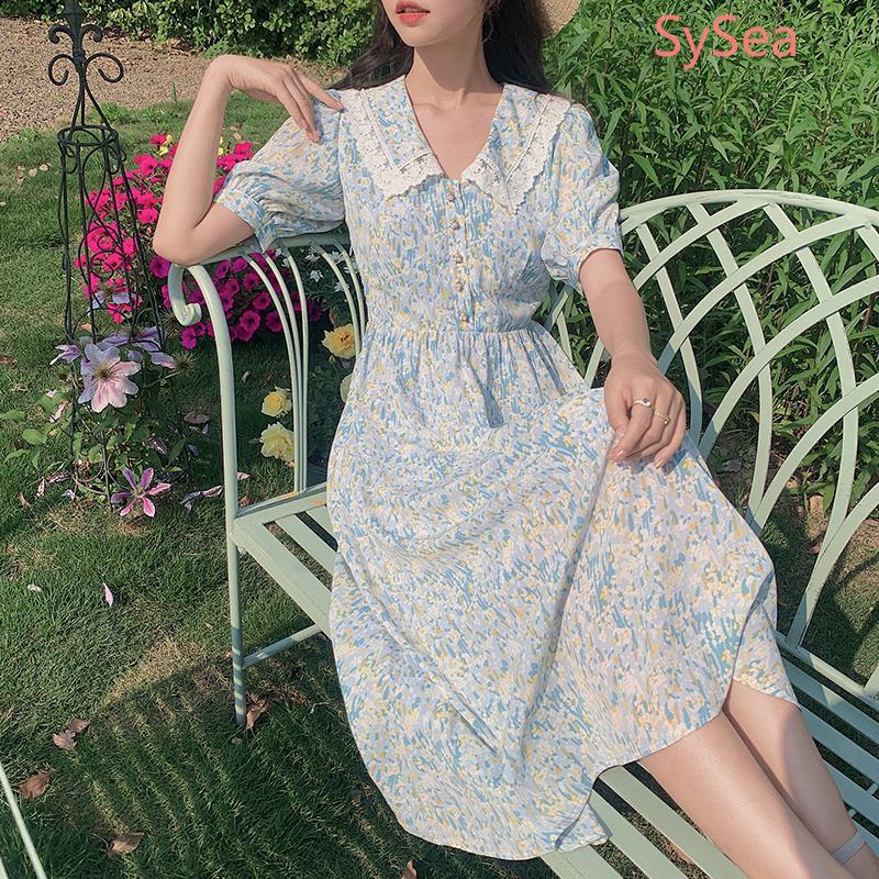 Đầm Maxi Chất Chiffon Hoạ Tiết Hoa Phong Cách Retro