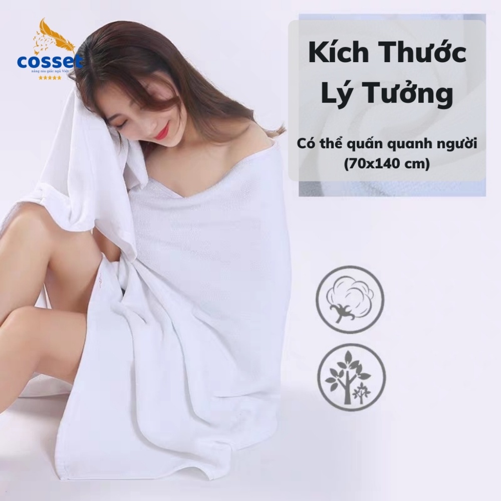 Khăn Tắm Khách Sạn COSSET – Cotton 100% - Sợi se đôi cao cấp - Thấm hút cực tốt - Kích thước 70 x 140 cm quấn quanh