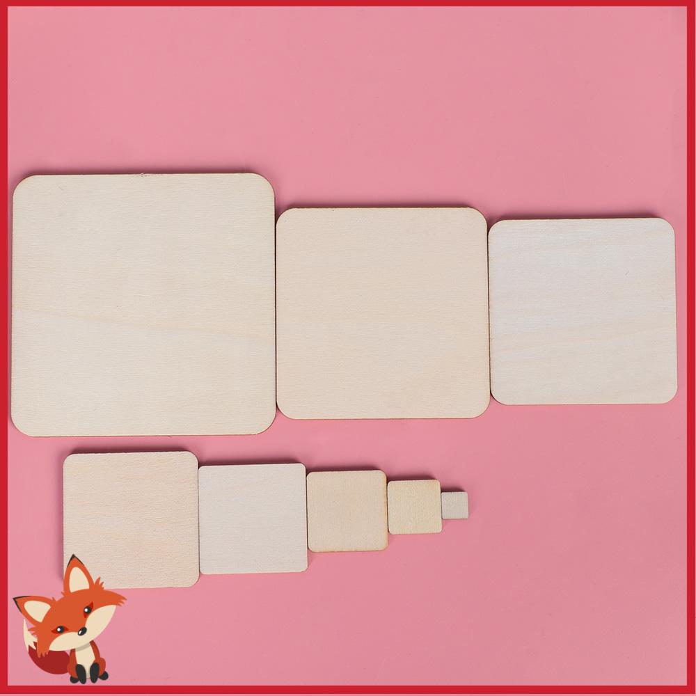 Set 10/50/100 miếng gỗ hình vuông trơn dùng làm phụ kiện trang trí sổ tay/đồ thủ công