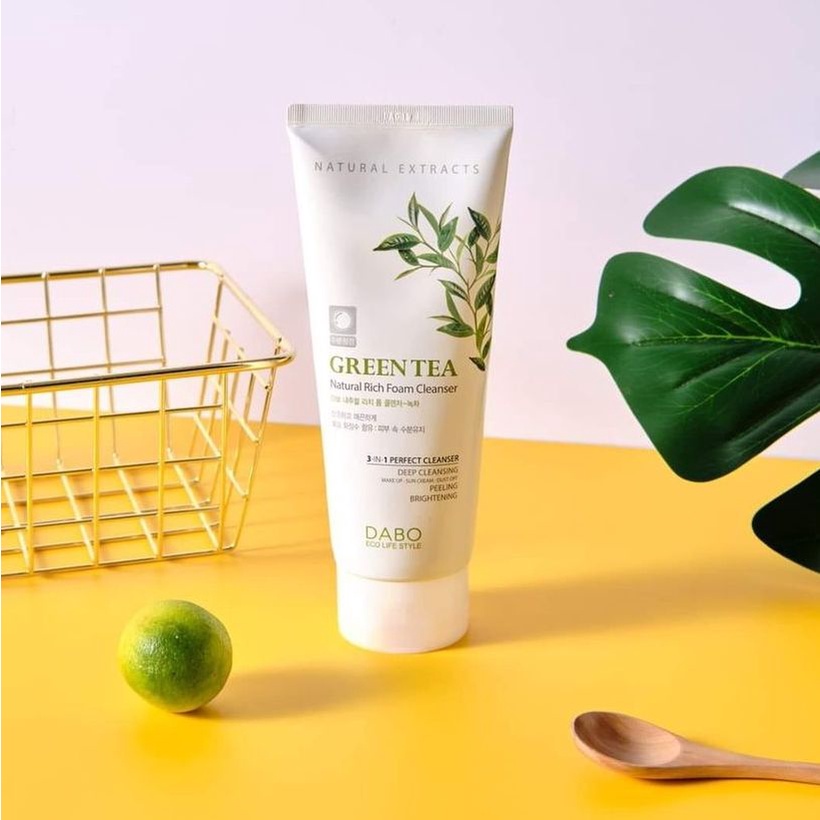 Sữa rửa mặt trà xanh Dabo Green Tea Foam Cleanser 3 in 1 chính hãng Hàn Quốc 60ml