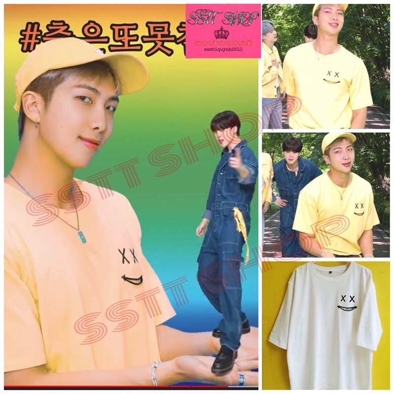 (Tặng ảnh BTS)Áo BTS RM logo mặt cười