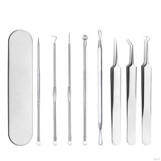 [Hàng mới về] Bộ 4/8 dụng cụ inox dùng để nặn mụn đầu đen tiện dụng