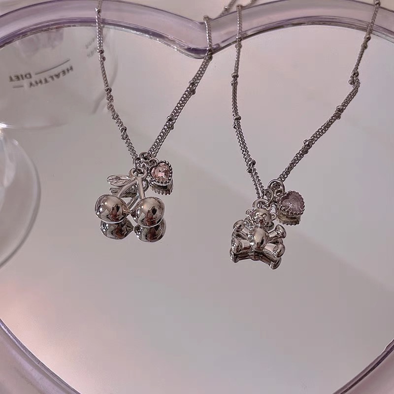Vòng cổ 191202 mặt gấu / cherry / trái tim phong cách harajuku đơn giản thường ngày dễ phối đồ