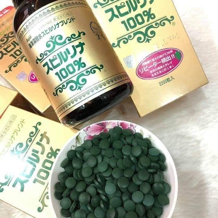 Tảo tem đỏ Nhật Bản, viên tảo Spirulina hộp 2200 viên