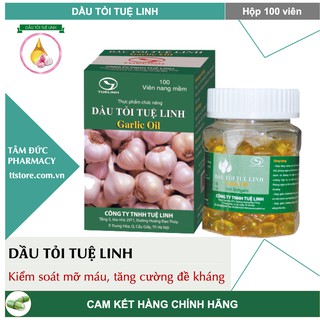 Dầu tỏi Tuệ Linh [Hộp 100 viên] - Kiểm soát mỡ máu, Tăng sức đề kháng - Garlic oil