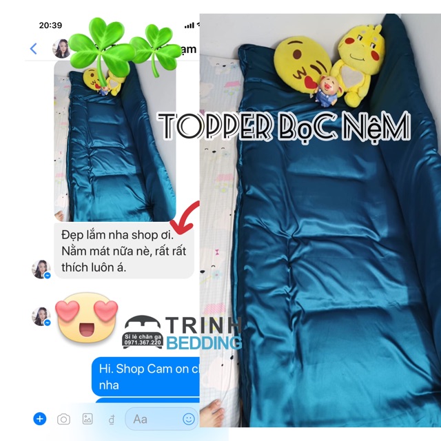 Áo bảo Vệ/ Bọc Nệm TOPPER 2 MẶT SIÊU MÁT VẢi PHI LỤA MÁT MỊN TrinhBedding