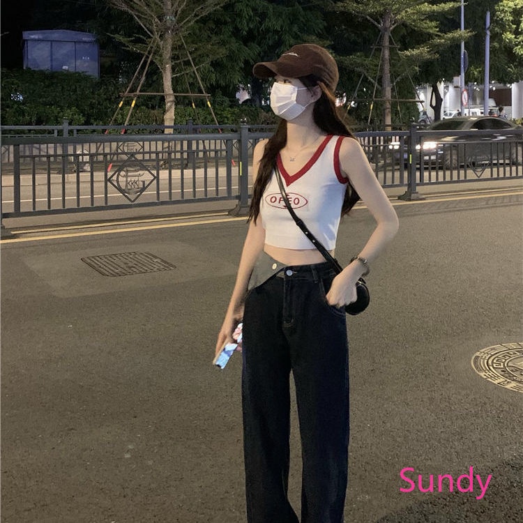 Áo Dệt Kim Hai Dây Cổ Chữ V Thời Trang Mùa Hè Cho Nữ