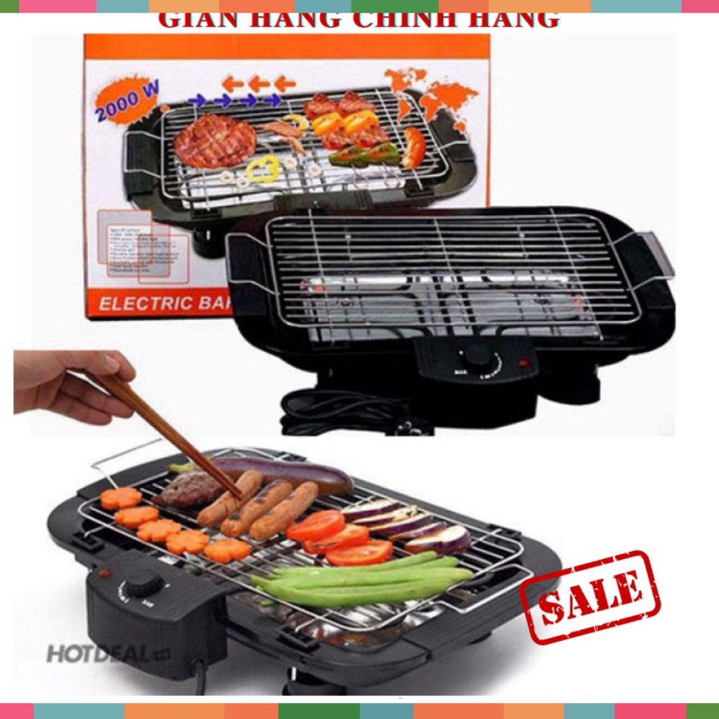 Bếp Nướng Điện Cao Cấp Electric Barbecue Grill HBK 2000W Không Khói, Tặng 1 Khăn Lau Cao Cấp - Bếp Nướng Đa Năng