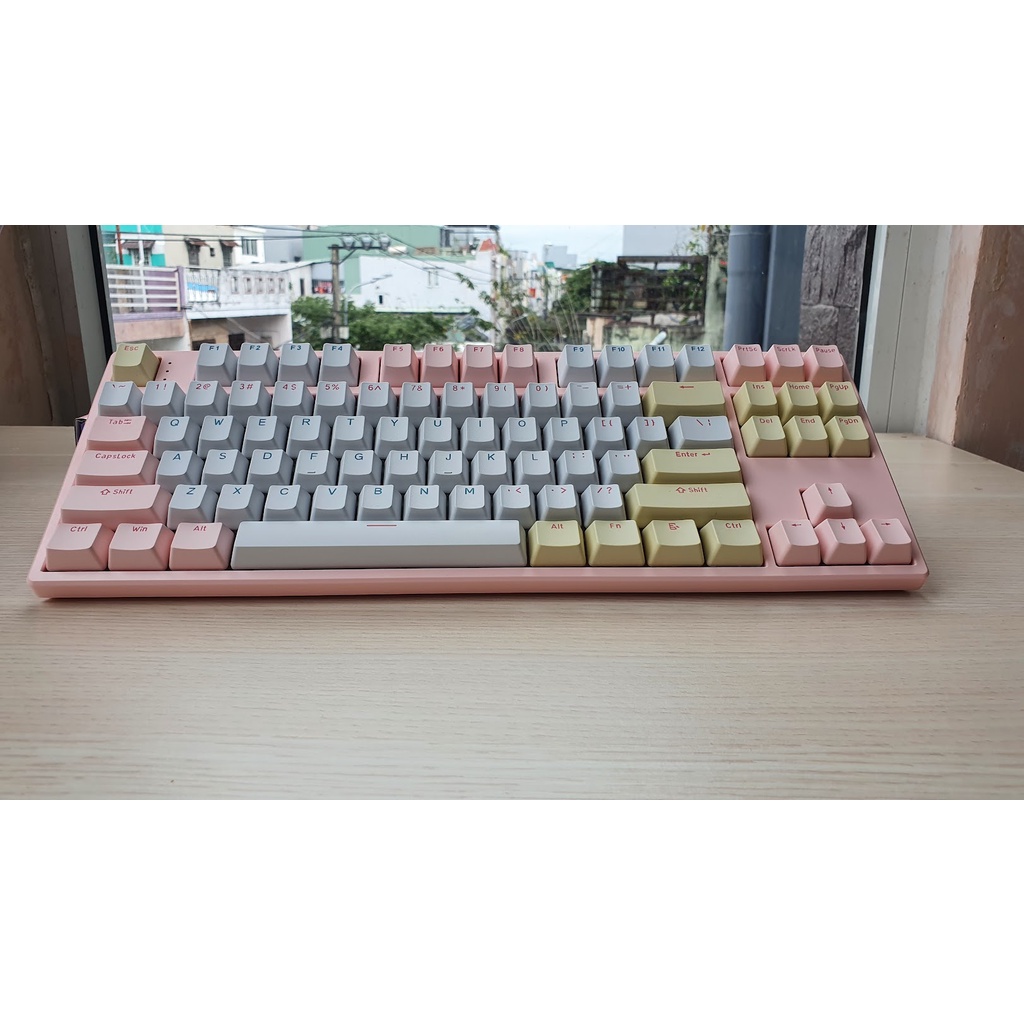 Bàn Phím Cơ Ganss HS-87T White Peach RGB Three mode Chính Hãng