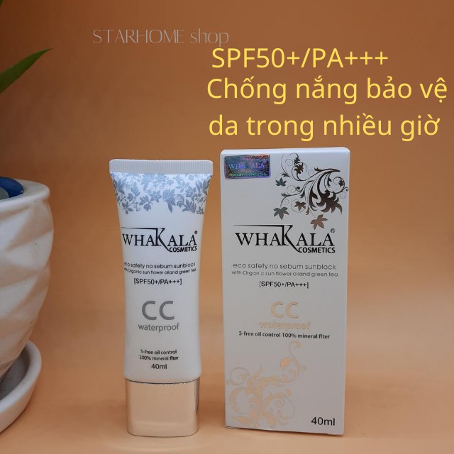 [TRỢ GIÁ SP MỚI] Kem Chống Nắng Hàn Quốc CC Whakala Dưỡng Da Kiêm Làm Kem Lót Siêu Tự Nhiên 40ml