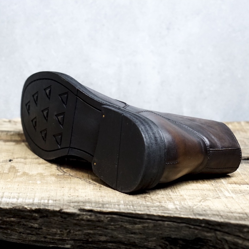 Giày bốt nam da bê màu nâu đậm mũi tròn cao cấp