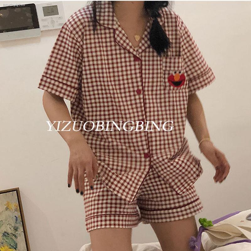 Set Đồ Bộ Ngắn Tay Họa Tiết Ca Rô Phong Cách Nhật Bản Dành Cho Nữ | BigBuy360 - bigbuy360.vn