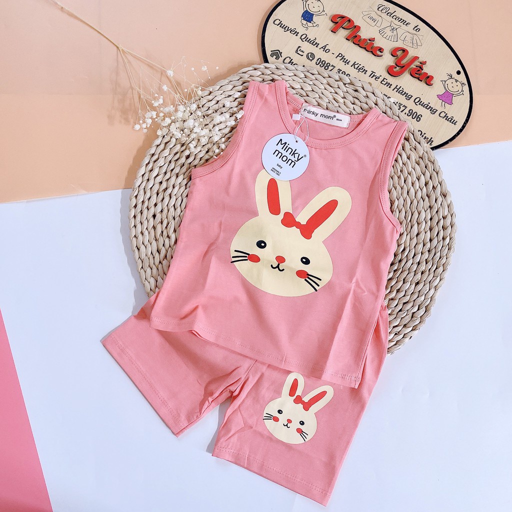 Bộ ba lỗ chất cotton 100% - Bộ ba lỗ  minky mom in họa tiết  lợn cam cho bé ( cân nặng từ 8-19kg) (1471)