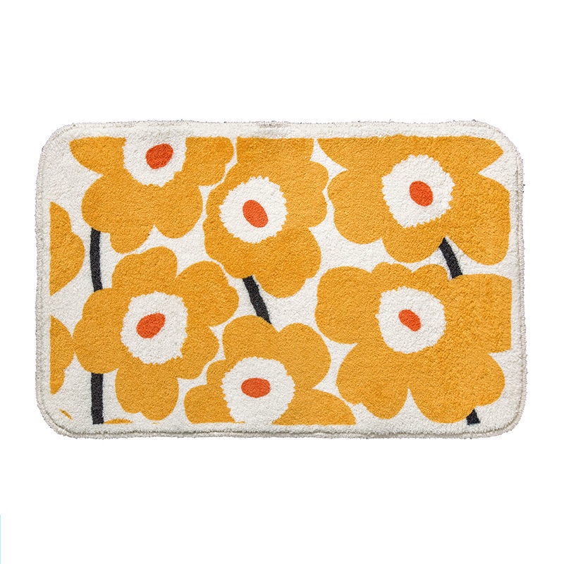 Thảm Chùi Chân Chống Trượt Thấm Hút Tốt In Họa Tiết Hoa Xinh Xắn Trang Trí Nhà Cửa