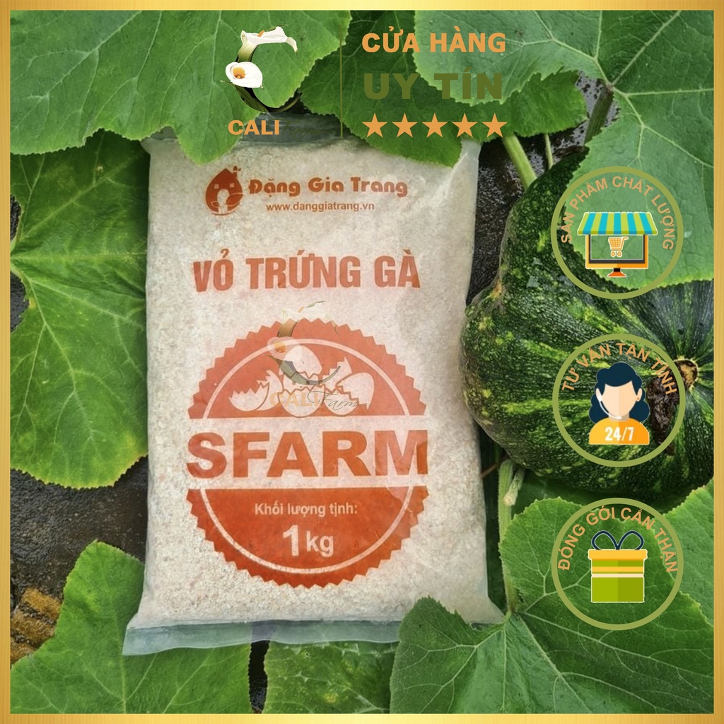 Vỏ Trứng Gà Sfarm 1Kg đã qua xử lí, giàu canxi và khoáng chất tốt cho cây