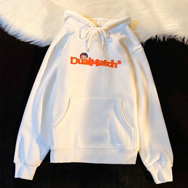 Áo Hoodie Tay Dài Form Rộng Theo Phong Cách Preppy Mỹ Dễ Phối Đồ