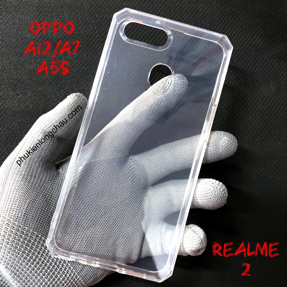 Ốp Lưng Oppo A12/A7/A5s/Realme 2 Dẻo Trong Suốt Viền Vuông Chống Sốc Cao Cấp