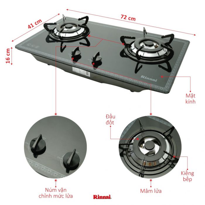 Kim sứ đánh lửa bếp gas âm rinnai RVB-2BG