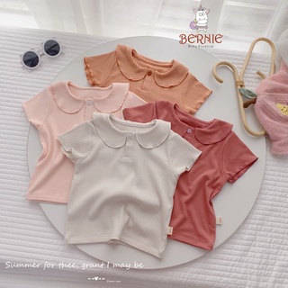 Áo thun gân cổ sen màu pastel nhẹ nhàng cho bé gái