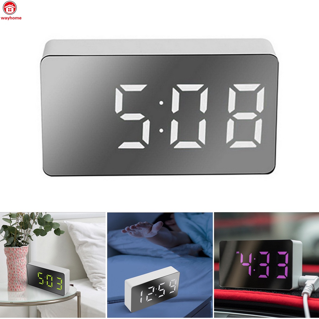 Đồng Hồ Báo Thức Điện Tử Mặt Gương Led Đa Năng