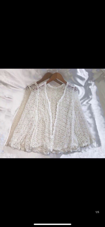 Set biển 3 món - áo bra vây cá + quần ren xẻ vạt + choàng ren hạt gạo tay thường