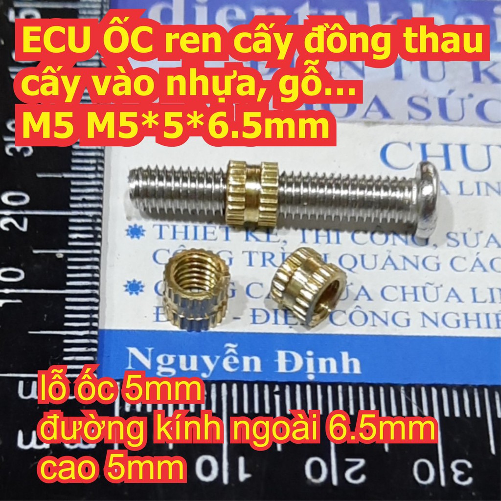 30 cái ECU ỐC ren cấy đồng thau cấy vào nhựa, gỗ… M5 M5*5*6.5mm kde7668