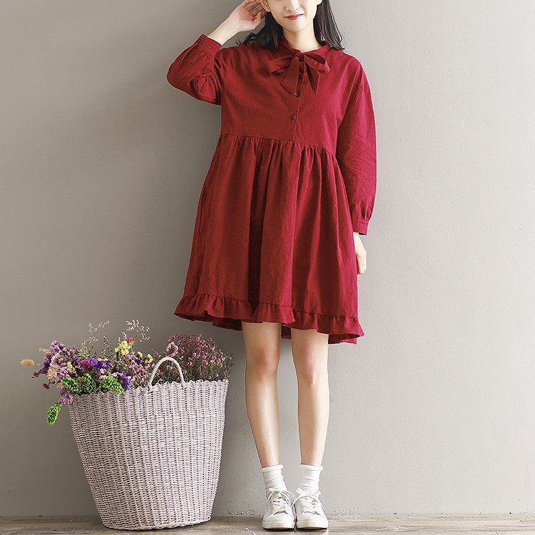 Váy babydoll, đầm babydoll đỏ đô vinatge nhật bản cao cấp HOMIAMALL đủ size 30-90kg bảo hành 1 đổi 1 tận nhà