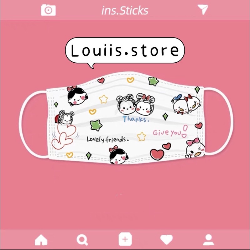 Khẩu trang y tế dễ thương, hoạ tiết hoạt hình gấu người lớn Louiis.store