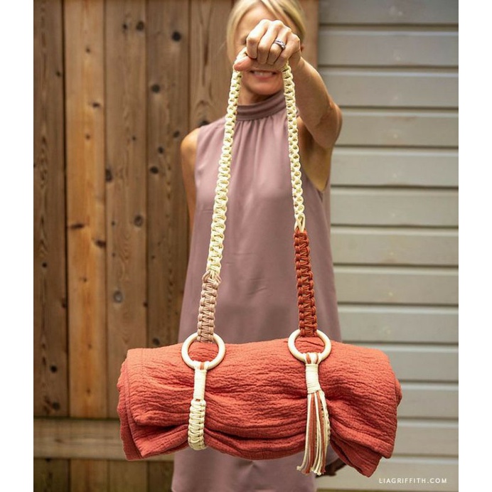 Dây đeo thảm tập yoga macrame handmade nhiều màu