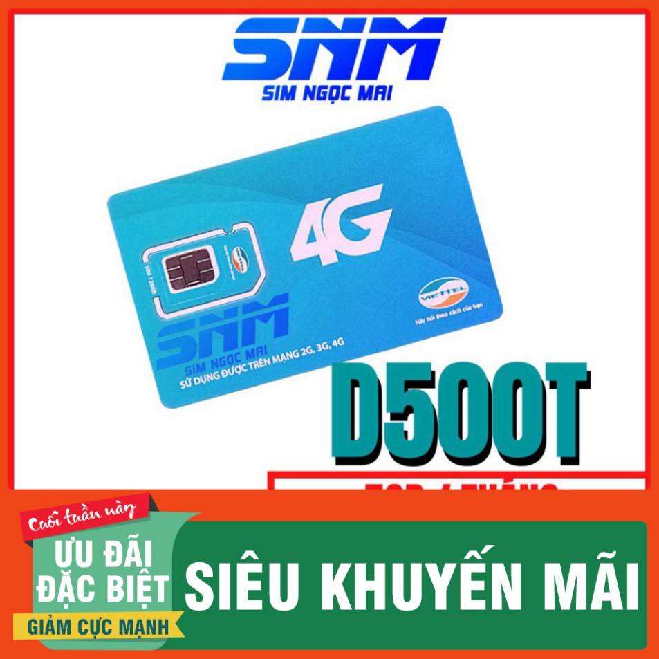 HẠ NHIỆT  [FREESHIP] Sim 4G Viettel D500 - D500T  5Gb/tháng Trọn Gói 1 Năm Không Nạp Tiền - NGHE GỌI ĐƯỢC $$$