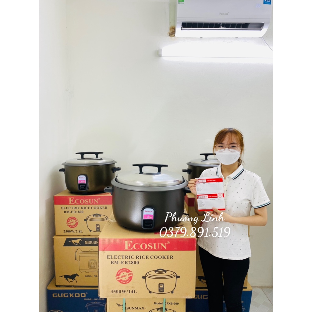 Nồi cơm điện công nghiệp Ecosun BM-ER1800 (7,8 lít), BM-ER2800 (14 lít) - Chính Hãng - Bảo hành 24 tháng