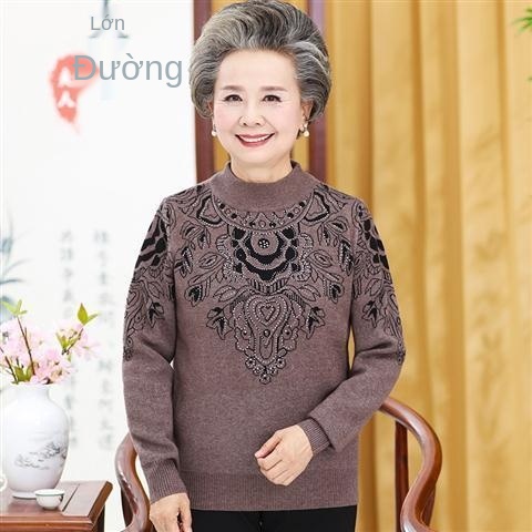 Người trung niên và cao tuổi quần áo thu đông dệt kim đáy len bà ngoại mặc ấm áp phụ nữ