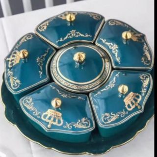 BỘ 6 KHAY MỨT SỨ XANH MEN NGỌC VƯƠNG MIỆN