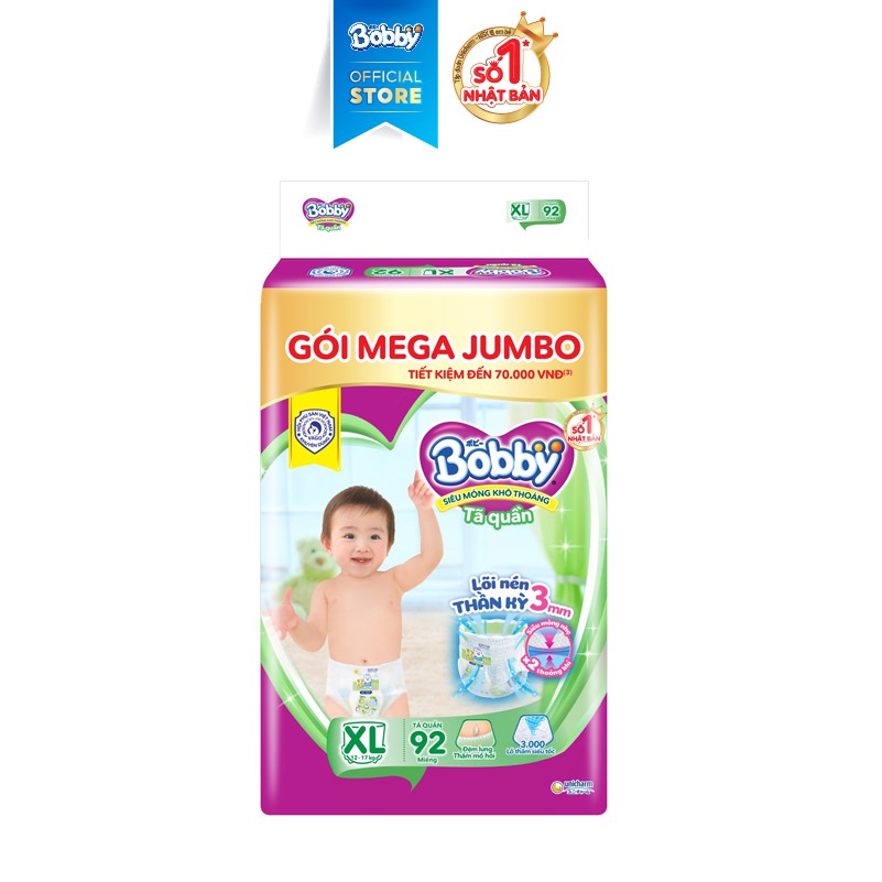 Combo 2 Tã quần Bobby Mega Jumbo XL92/XXL84 mới